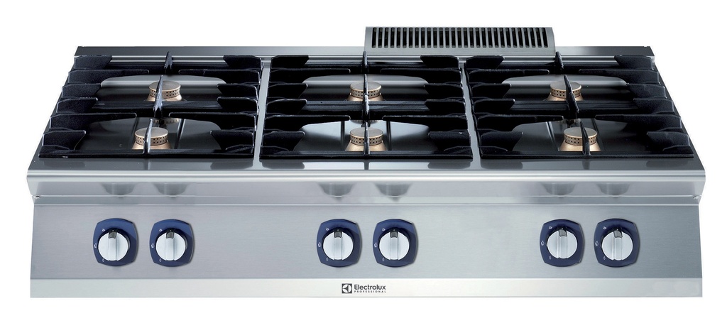 Sporák plynový, 6 horákov (6x5.5kW), bez podstavby, 1 + 1/2 modul - 1200mm