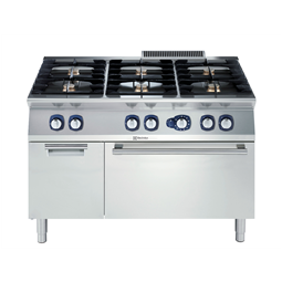 Sporák plynový, 6 horákov (6x5.5kW), na plynovej rúre (6 kW)