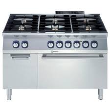 Sporák plynový, 6 horákov (6x5,5kW), na elektrickej rúre (6 kW) 1200 mm