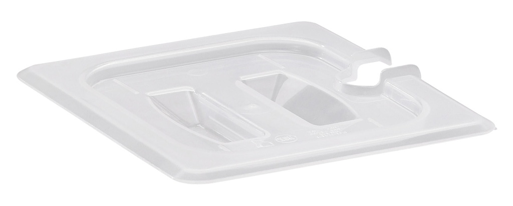 Veko s rukoväťou a výrezom na nádobu na potraviny GN  1/6, 16,2 x 17,6 cm, priesvitný PP 