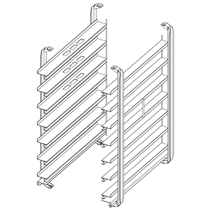 Závesný rám typ 10-1/1, 7 zásuvných roštov, rozteč 95 mm, pekárska norma (Combi-Rack)