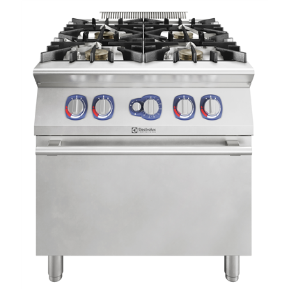 Plynový sporák, 4 x 10 kW horáky s EcoFlame, na plynovej rúre, š. 800 mm