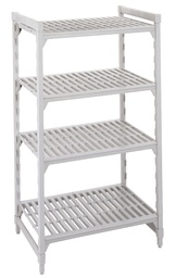 Regál Premium s 2 stojkami a 4 perforovanými policami, hĺbka 400 mm, výška 1800 mm
