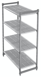 Regál Basics Plus s 2 stojkami a 4 perforovanými policami, hĺbka 360 mm, výška 1630 mm