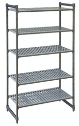Regál Basics Plus s 2 stojkami a 5 perforovanými policami, hĺbka 460 mm, výška 2140 mm