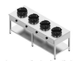 Plynový sporák - 4 horáky - 4x18 kW, V 750 mm
